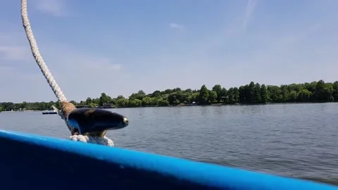 Hyperlapse of a ride with a boat on small lake Stock Footage 200820634