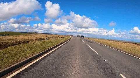 Hyperlapse On Road Between Leek And Buxton Derbyshire Video stock 129610659