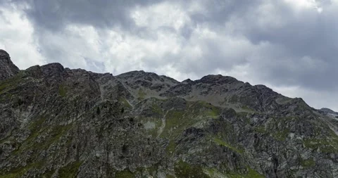 Hyperlapse, Rocky Mountain Peak Under Cloudy Sky For Adventure Travel And Stock Footage 330920422