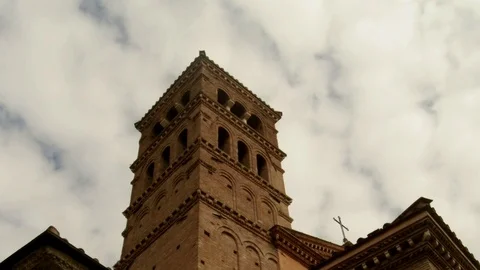 Hyperlapse Rome ancient medieval Bell tower Stock Footage 87339380