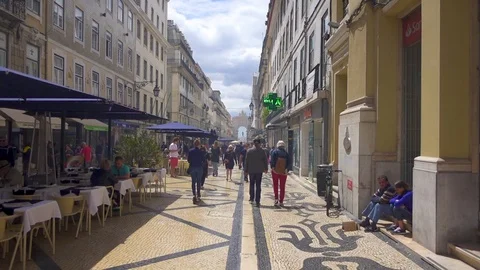 A hyperlapse running down Rua Augusta in Lisbon / Lisboa, Portugal Stock Footage 119601500