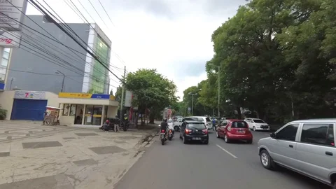 HYPERLAPSE Rush Hour Traffic at Malang, A View from a Car, East Java Indonesia Stock Footage 128908021