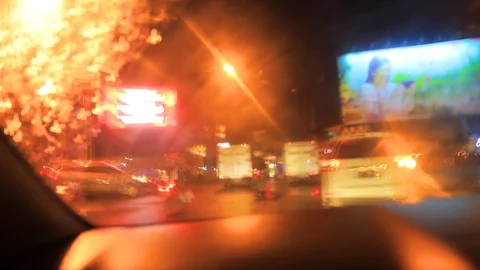 HYPERLAPSE Rush Hour Traffic at Malang, A View from a Car, East Java Indonesia Stock Footage 128918148