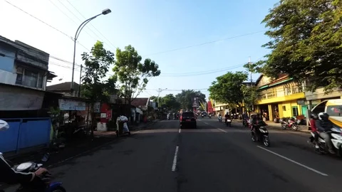 HYPERLAPSE Rush Hour Traffic at Malang, A View from a Car, Malang, East Java Stock Footage 128919055