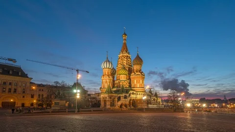 Hyperlapse Saint Basil Cathedral on Red Square at sunset. Stock Footage 120350848
