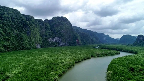 Hyperlapse of scenery beautiful mountain Rainforest and river in the nature 113439573