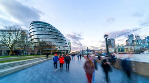 Hyperlapse The Shard London Sunset at Thames Stock Footage 87212059