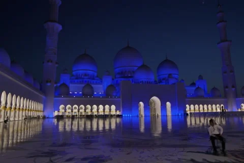 Hyperlapse Sheikh Zayed Mosque Video stock 64264827