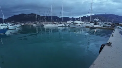 Hyperlapse. Shot along the marina Stock Footage 274132881