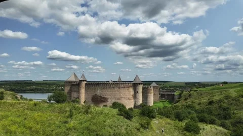 Hyperlapse shot of Khotyn Fortress with camera movement from left to right Stock Footage 331659200