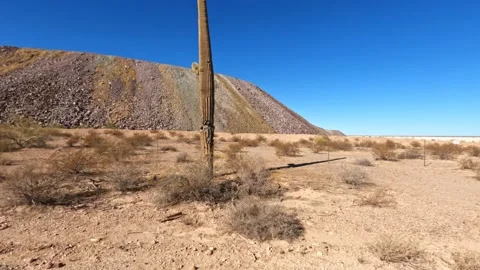 Hyperlapse shot of large mine dumps in the desert shot from the side Stock Footage 147250403
