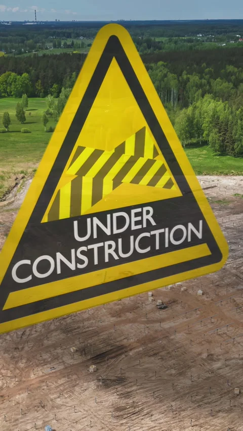 Hyperlapse shot over a graphic under construction sign. Stock Footage 300232115