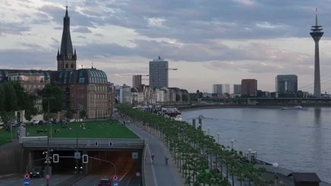 Hyperlapse shot of the skyline of Düsseldorf Stock Footage 229210835