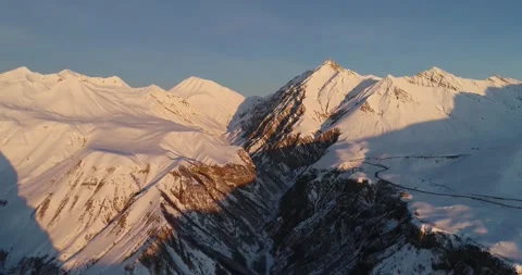 Hyperlapse shot on snow covered mountains,caucasus mountains, ski resort Gudauri Stock Footage 147364302