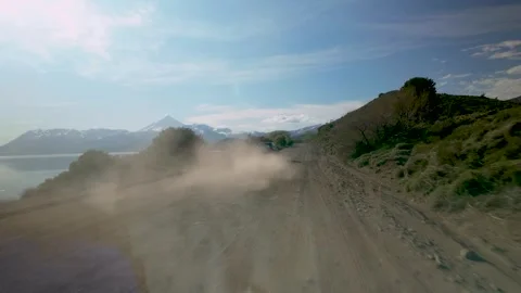 Hyperlapse shows the point of view of a vehicle driving along a gravel road.. Stock Footage 289688820