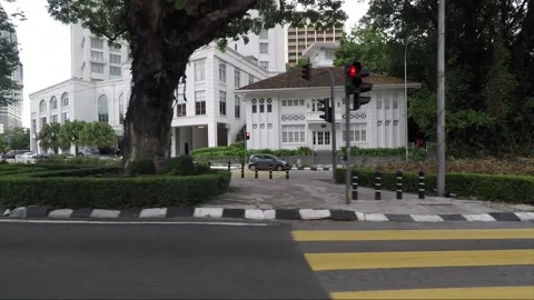 Hyperlapse, side vehicle shot, Hotel Majestic, streets of Kuala Lumpur, Malaysia Stock Footage 224519212