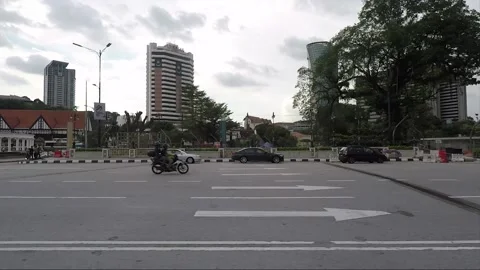 Hyperlapse, side vehicle shot, streets of Kuala Lumpur, Merdeka Square, Malaysia Stock Footage 224117234