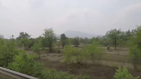 Hyperlapse, Side Vew Vehicle Shot, Dry Rice Fields, Savannakhet Province, Laos Video stock 276943388
