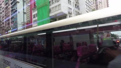 Hyperlapse, Side View Vehicle Shot, Street View, Nathan Road, Kowloon, Hong Kong Stock Footage 342419232