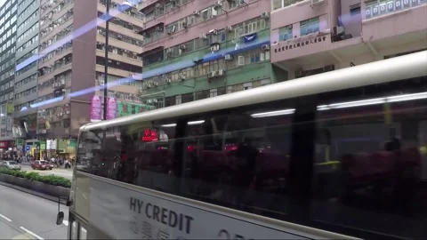 Hyperlapse, Side View Vehicle Shot, Street View, Driving, Kowloon, Hong Kong Vidéo 342531941