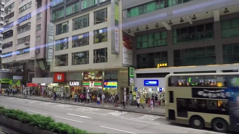 Hyperlapse, Side View Vehicle Shot, Street View, Driving, Kowloon, Hong Kong Stock-Footage 342531980
