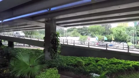 Hyperlapse, Side View Vehicle Shot, View from Bus Window, Kowloon, Hong Kong Stock Footage 342967208