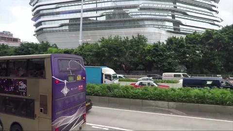 Hyperlapse, Side View Vehicle Shot, Street View, Driving, Kowloon, Hong Kong 库存影片 343288158