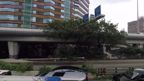 Hyperlapse, Side View Vehicle Shot, Street View from Bus, Kowloon, Hong Kong Stock Footage 343663296