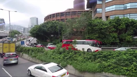 Hyperlapse, Side View Vehicle Shot, Street View, Driving, Kowloon, Hong Kong Stock Footage 344408417