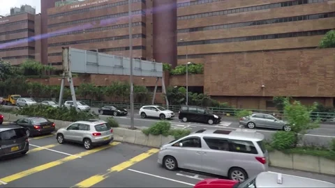Hyperlapse, Side View Vehicle Shot, Street View, Driving, Kowloon, Hong Kong Stock Footage 344408470