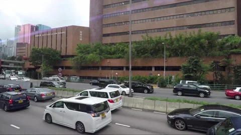 Hyperlapse, Side View Vehicle Shot, Street View, Driving, Kowloon, Hong Kong Stock Footage 344408526