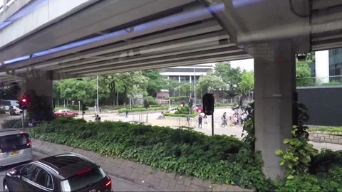 Hyperlapse, Side View Vehicle Shot, Street View from Bus, Kowloon, Hong Kong 库存影片 346606601