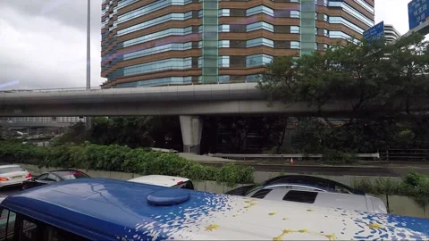 Hyperlapse, Side View Vehicle Shot, Street View, Traffic Jam, Kowloon, Hong Kong 库存影片 346606614