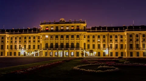 HYPERLAPSE Sideways movement at Castle Schoenbrunn Sunset – Time lapse Stock Footage 45592524