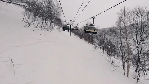 Hyperlapse. Ski elevator for transportation. Stock Footage 102124141