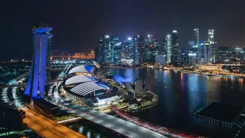 Hyperlapse of the skyline as seen from the wheel (night time) Stock-Footage 102241655