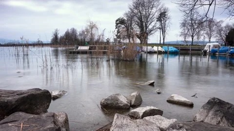 Hyperlapse of small harbor basin in Rapperswil, Switzerland. Stock Footage 149938073
