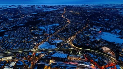 Hyperlapse - Snowy Night at Huddersfield Centre with Fireworks (West End) Stock Footage 297633150
