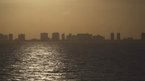 Hyperlapse of southern florida coastline from the ocean Stock Footage 87396436