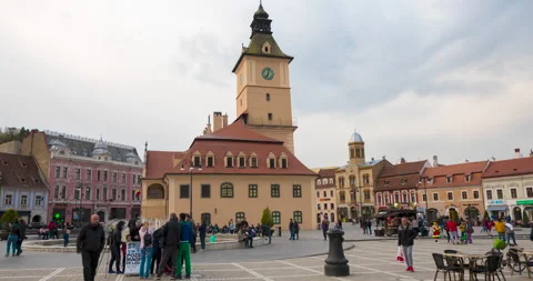 Hyperlapse of St. Michael's Church and Union Square, Cluj-Napoca, Romania Stock Footage 220100481