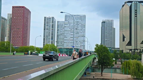 Hyperlapse of Statue of Liberty Paris surrounded by the Seine River. Stock Footage 245460913