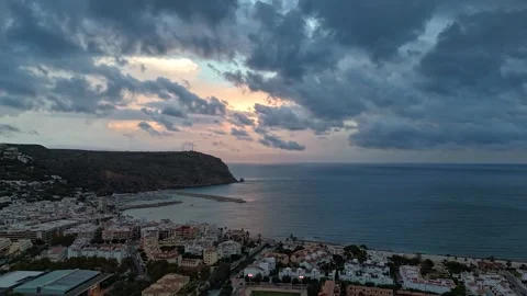 Hyperlapse Storm Clouds Dusk Over Javea Harbor Costa Blanca Spain 動画素材 339078136