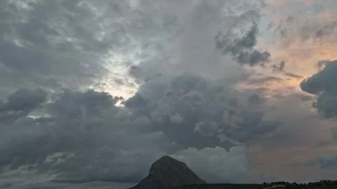 Hyperlapse Storm Clouds Montgo Mountain Javea Costa Blanca Spain Stock Footage 339078133