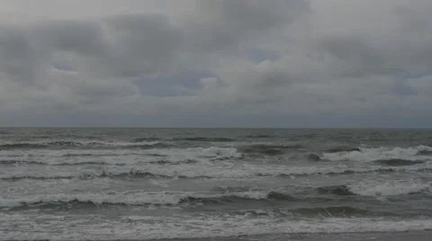 Hyperlapse of stormy sea with clouds motion at horizon Stock Footage 62210348