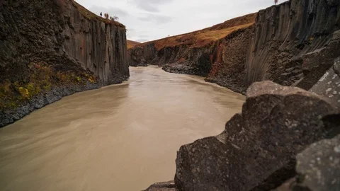 Hyperlapse of Studlagil Canyon Facing Downstream Stock Footage 126199305