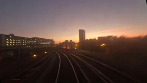 A hyperlapse style overhead train ride around a big city (London). Stock Footage 208067359