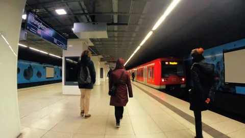 Hyperlapse in the subway or metro of Hamburg, Germany Stock Footage 100856804