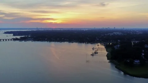 Hyperlapse of the sun coming up over Norfolk Virginia Stock Footage 110793032