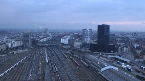 Hyperlapse Sunset at the central Bern railway station in Bern, Switzerland. Stock Footage 121012257