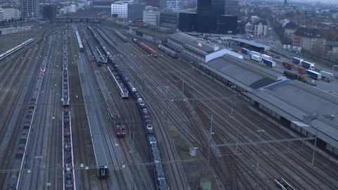 Hyperlapse Sunset at the central Bern railway station in Bern, Switzerland. Stock Footage 121012282